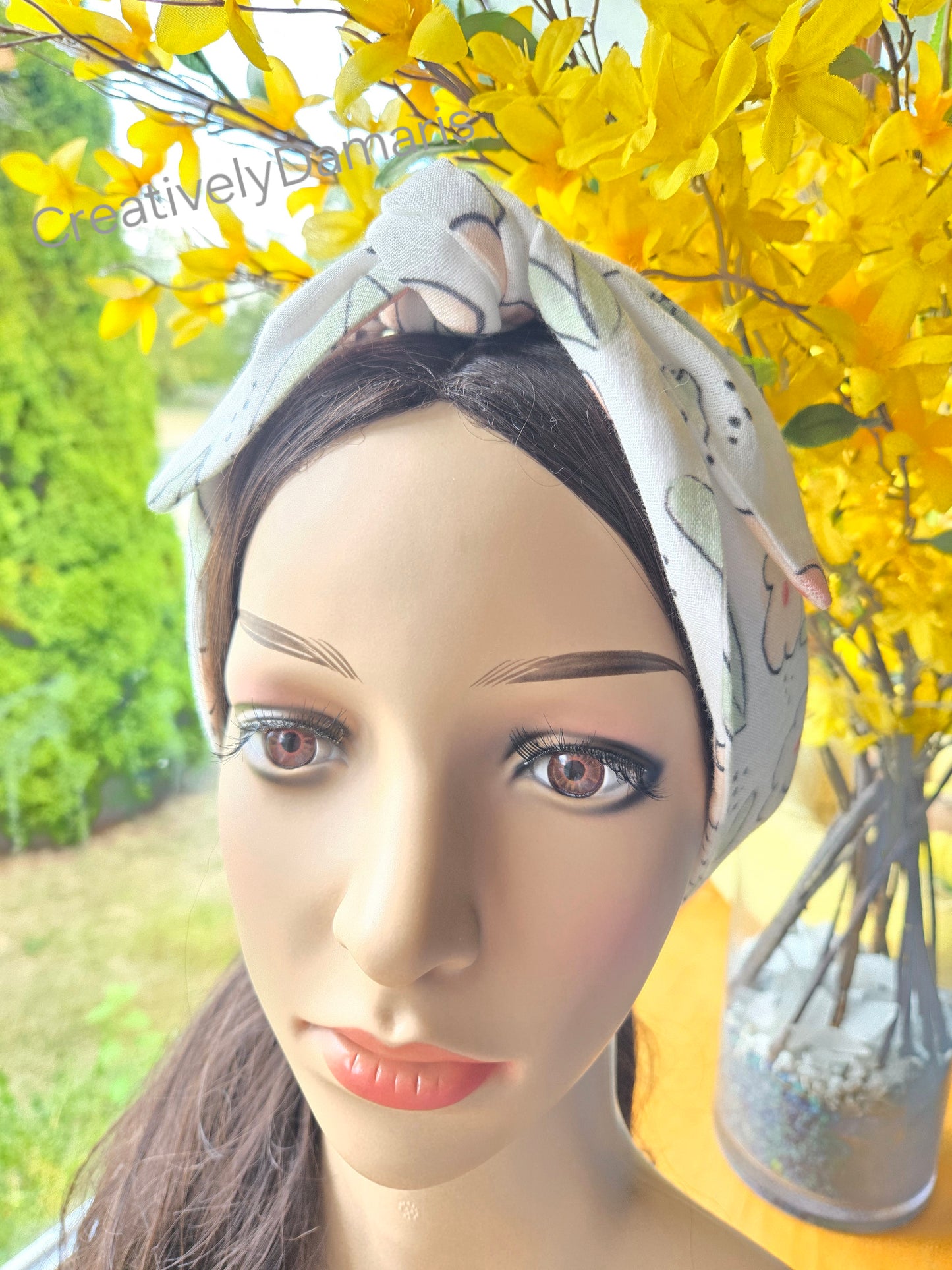 Pretty Flowers Self Tie Cotton Muslin Headband