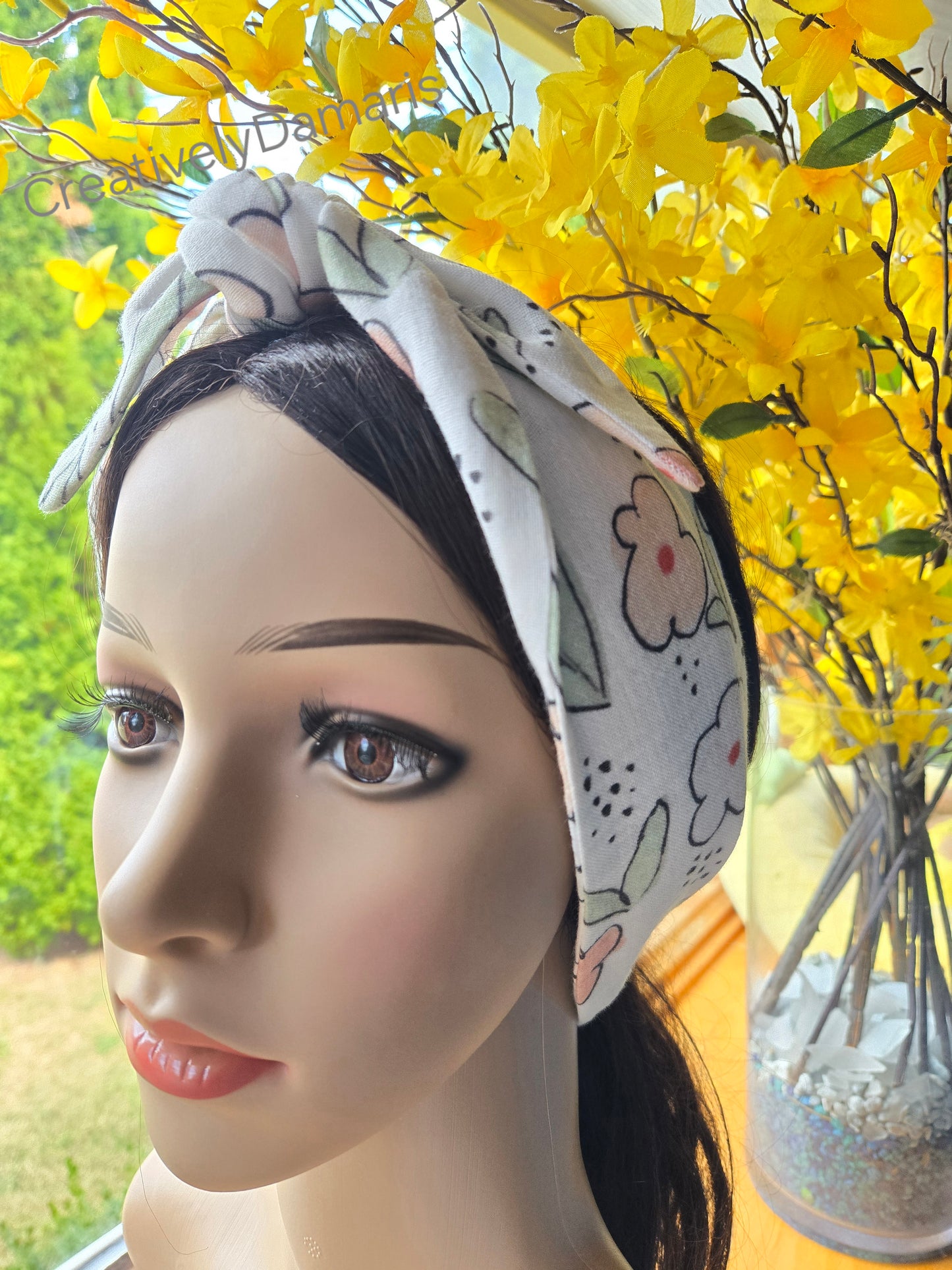 Pretty Flowers Self Tie Cotton Muslin Headband