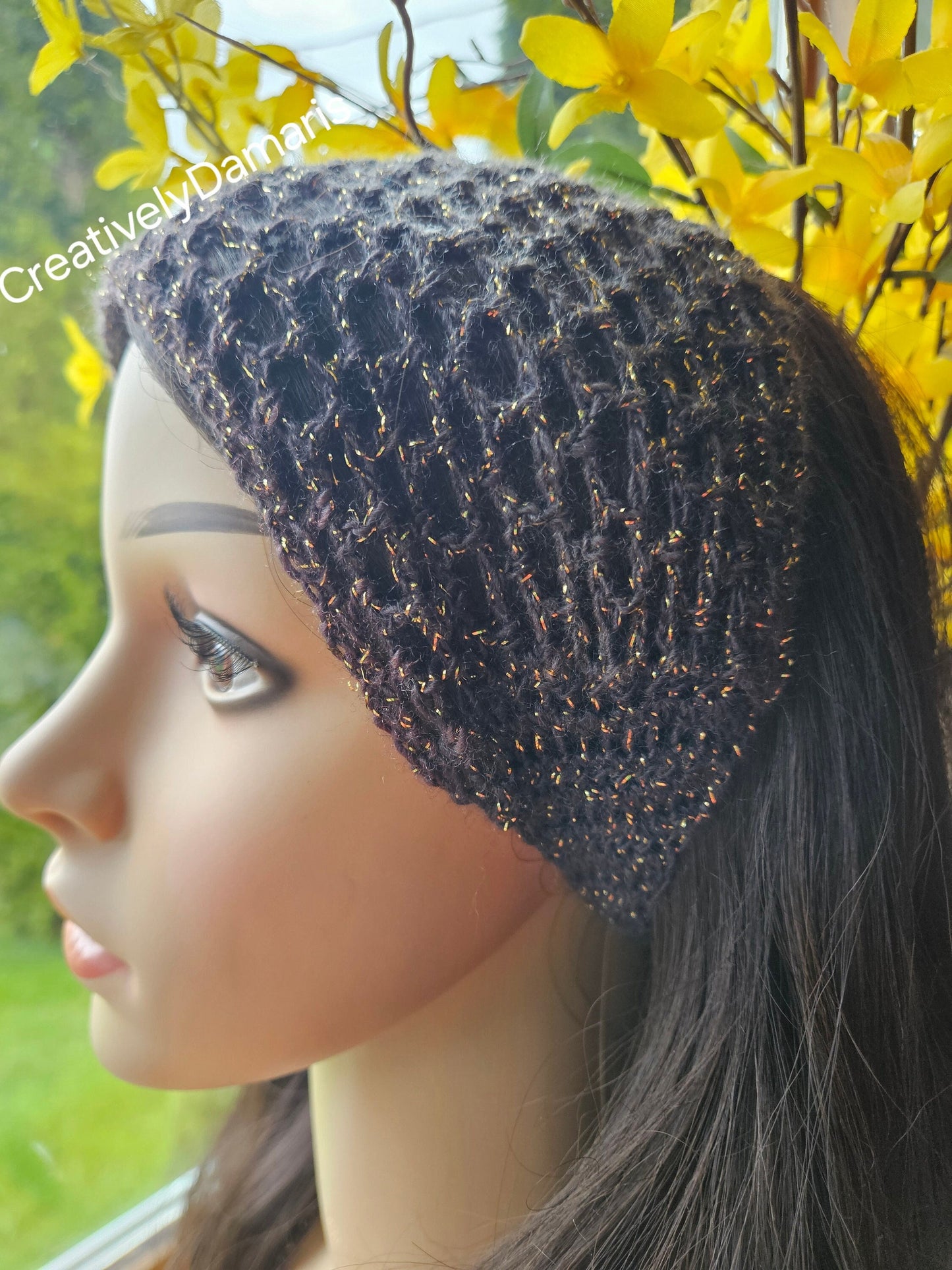 Glittery Brown Crochet Headband