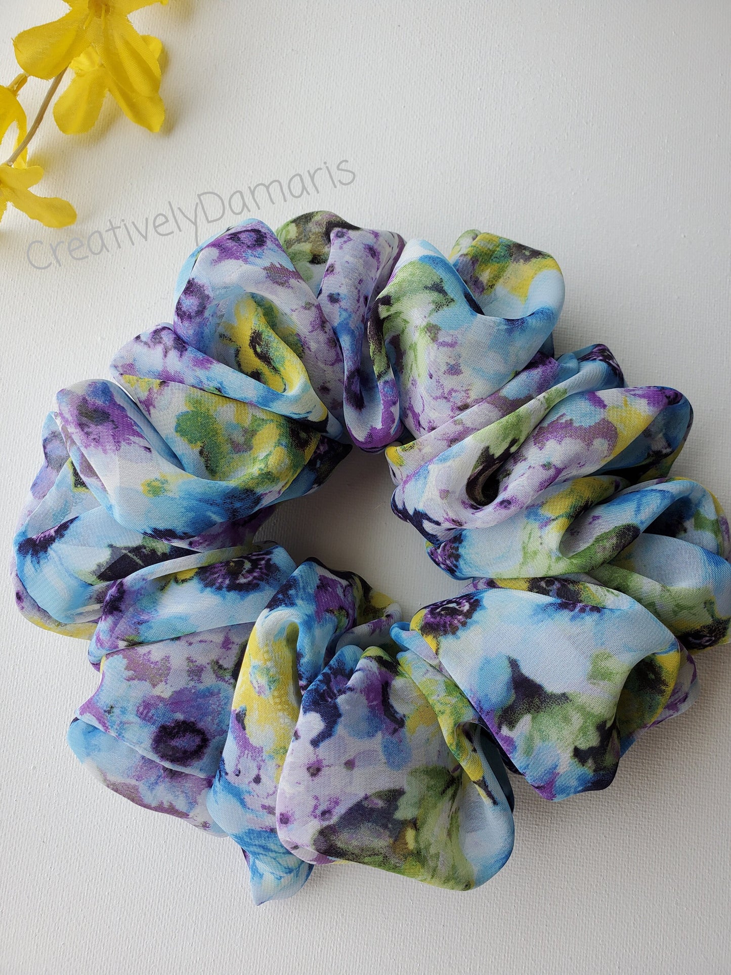 Spring Floral Chiffon XL Scrunchies