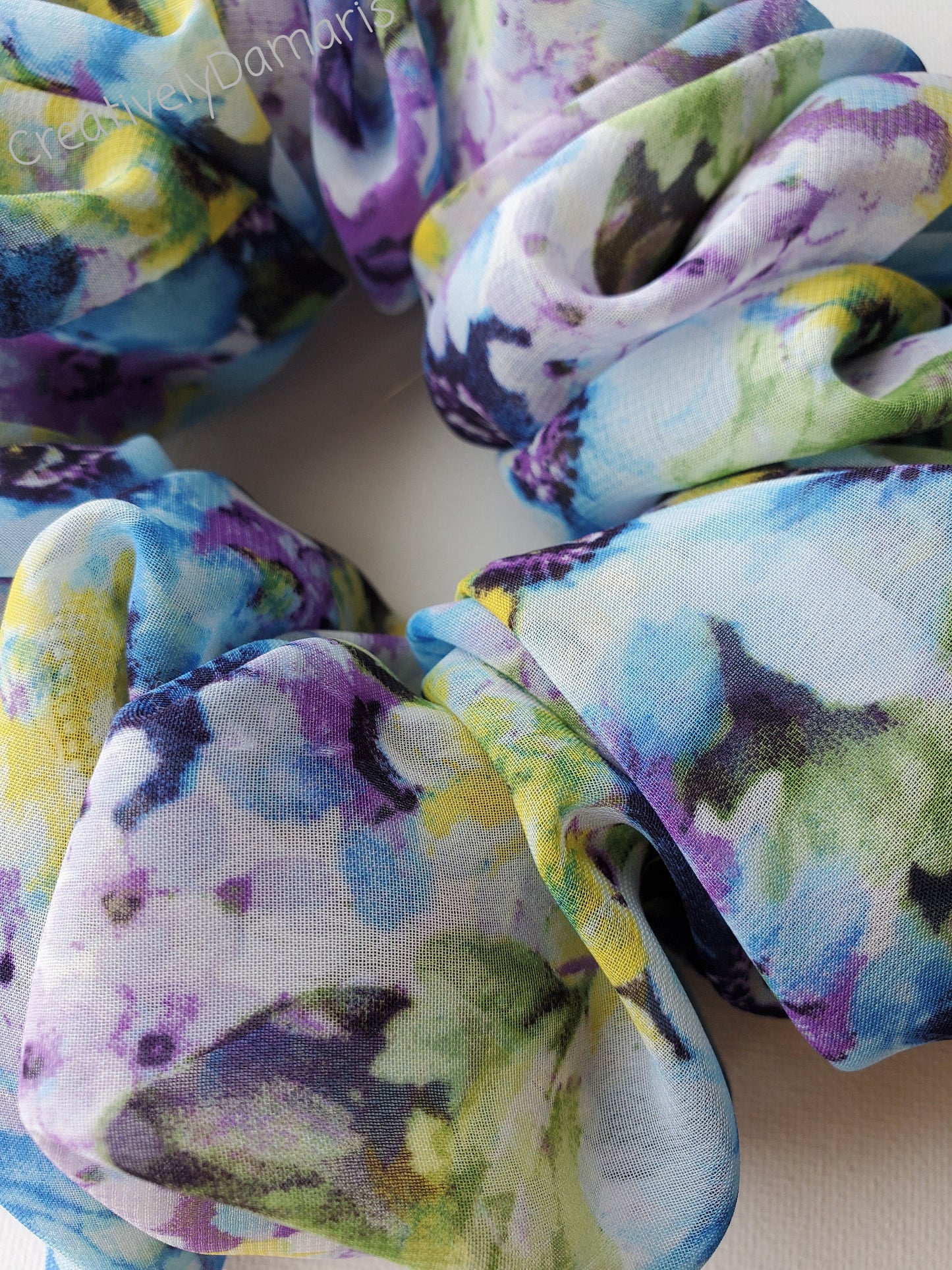 Spring Floral Chiffon XL Scrunchies