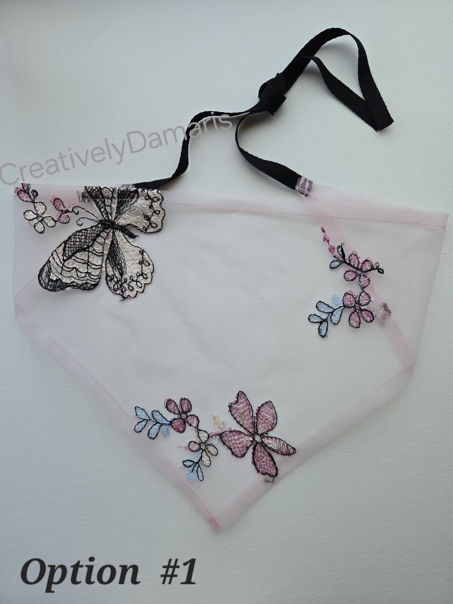 Pink Embroidery Lace Mesh Headband