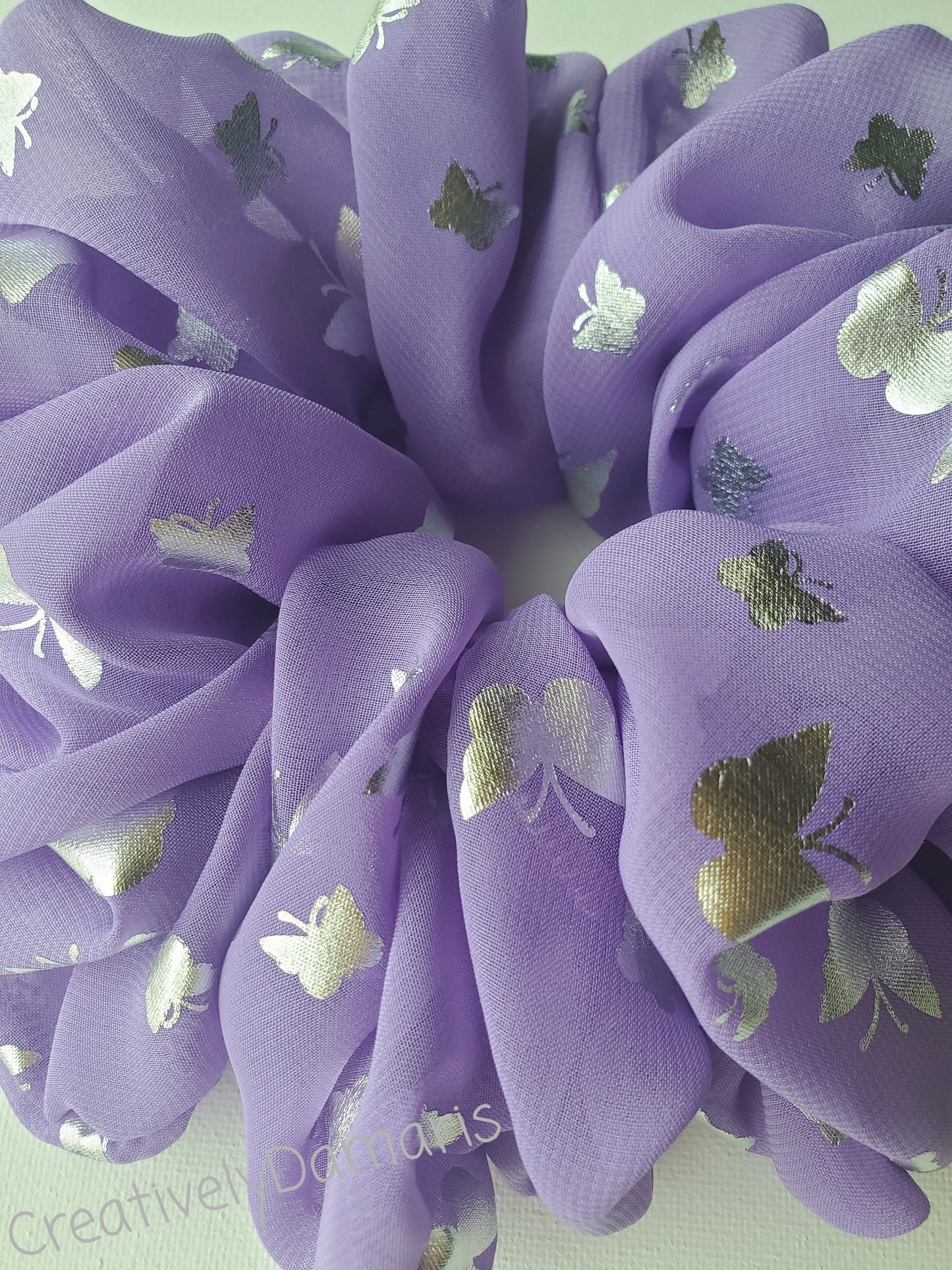 Lavender With Butterflies Chiffon XL Oversized Scrunchies