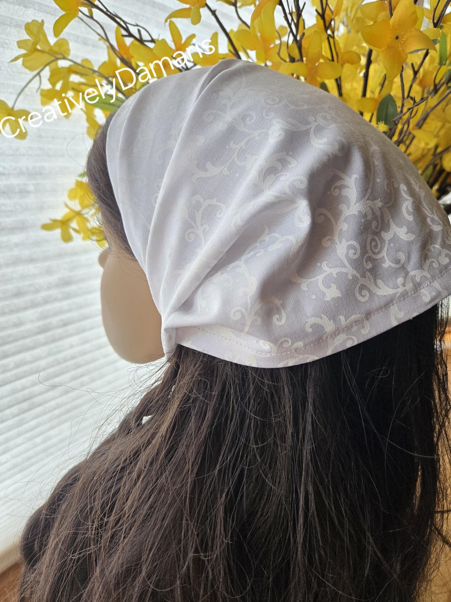 White Tone on Tone Wide Cotton Headband