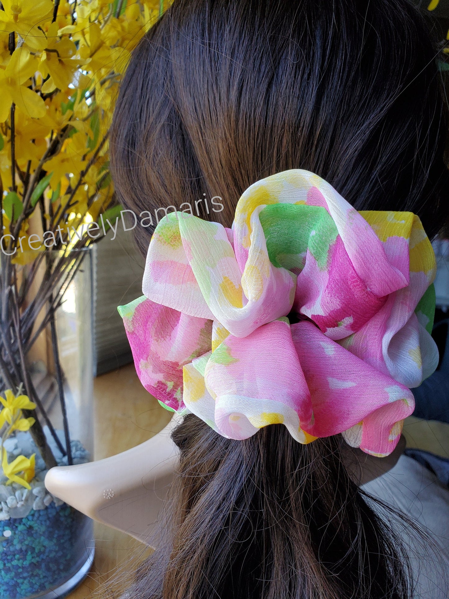 Summer Time Floral Chiffon XL Scrunchie