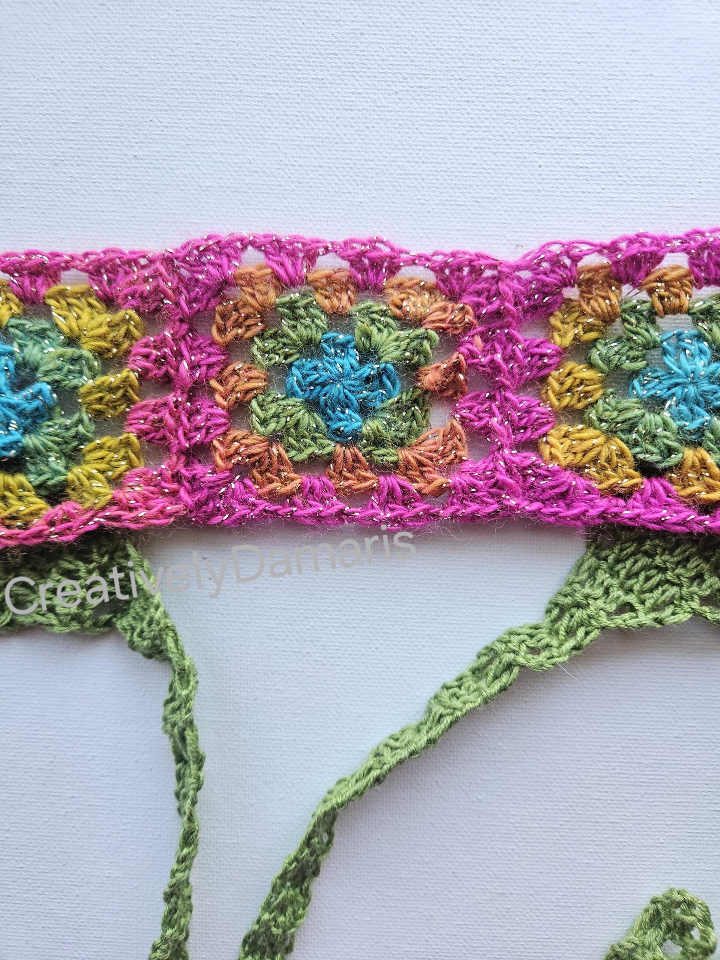 Colorful Glittery Granny Square Crochet Headband