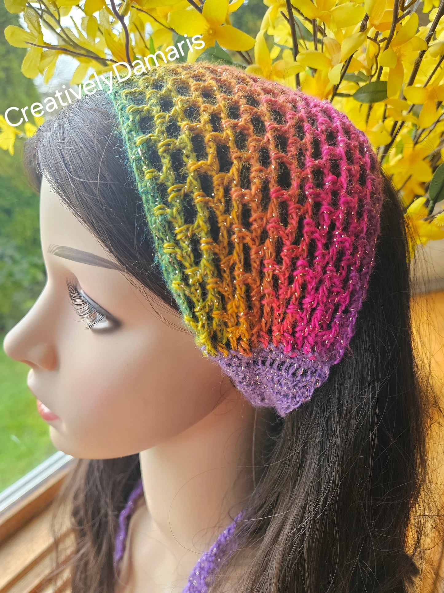Glittery Multi-color Crochet Boho Crochet Headband