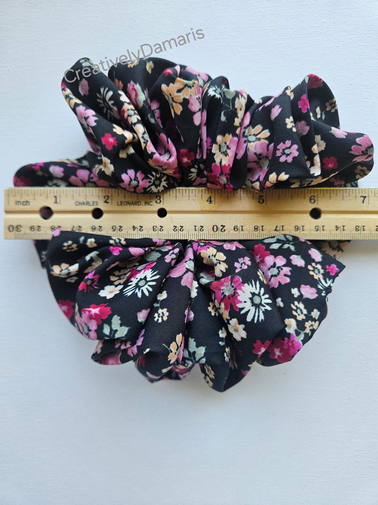Coreopsis Flowers XL Scrunchie in Black with Coreopsis Floral Print