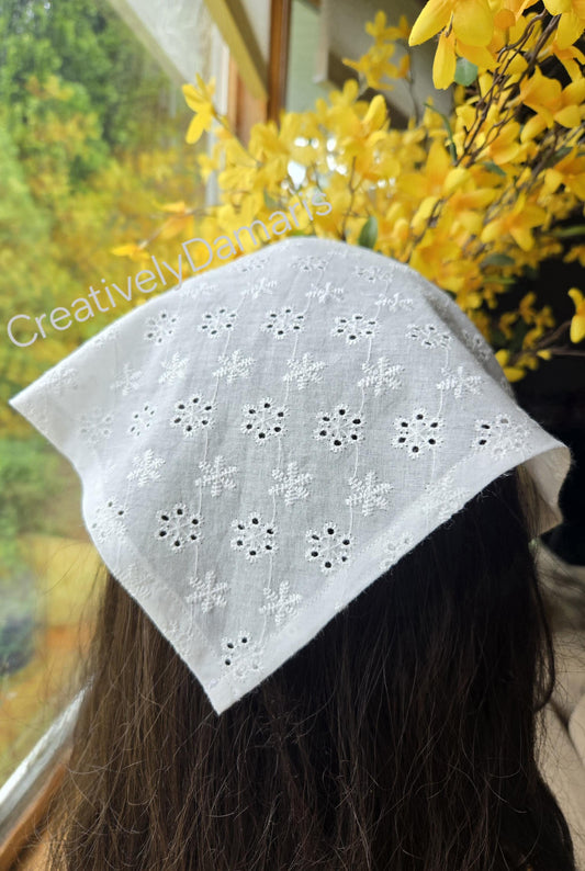 White Cotton Cottage Core Headband