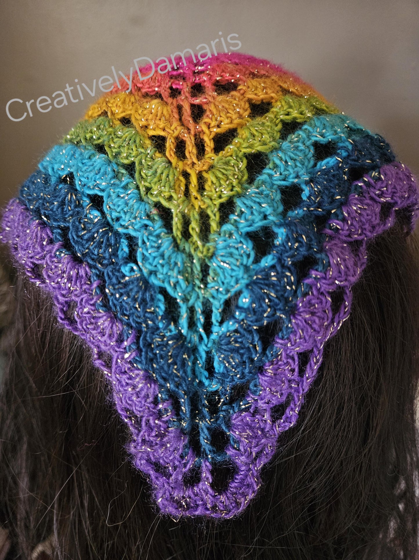 Glittery Rainbow Crochet Kerchief