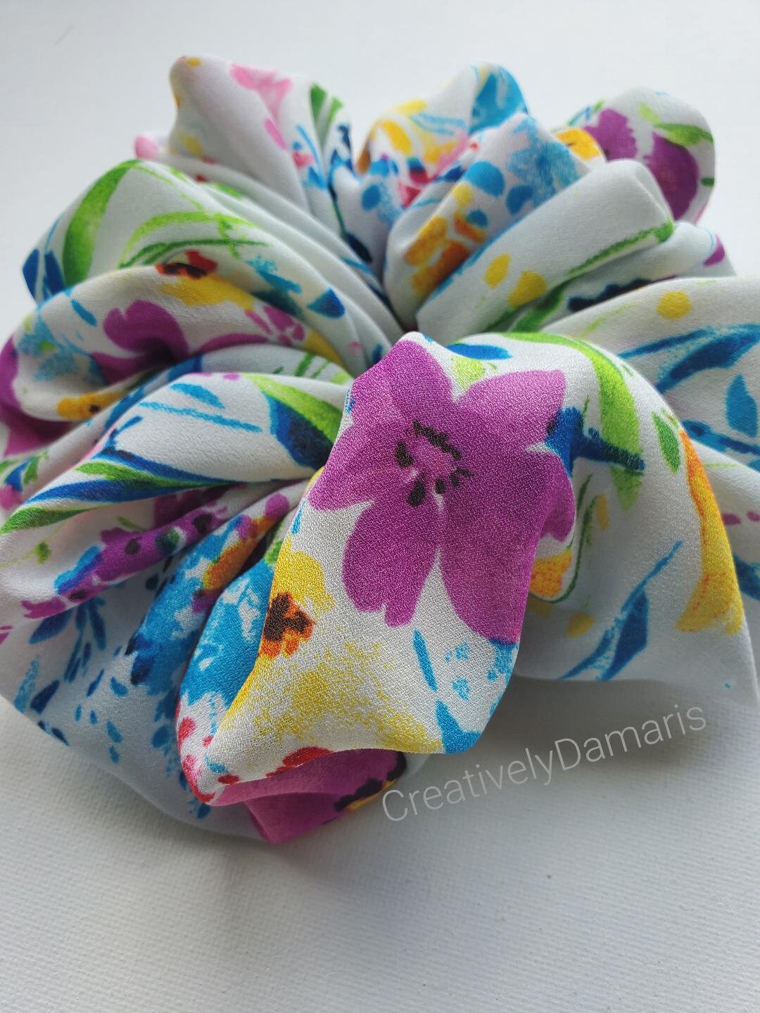 Spring Time Floral Print XL Scrunchie