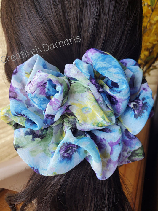 Spring Floral Chiffon XL Scrunchies