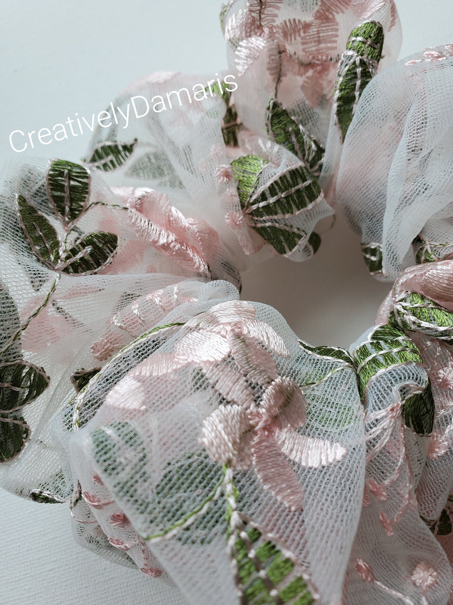 Sheer Mesh Organza Embroidered XL Scrunchie