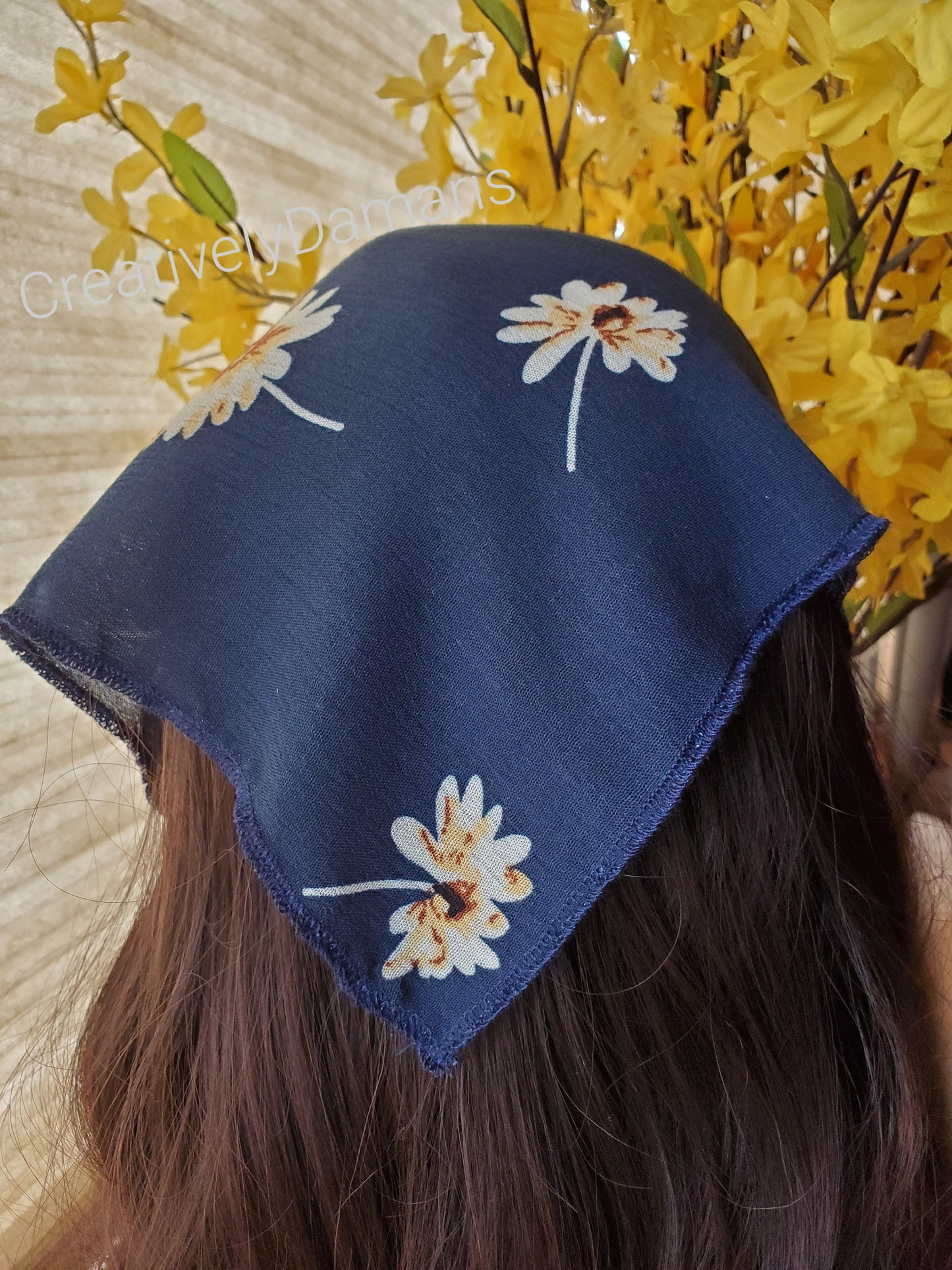 Navy with Ivory Floral Headband