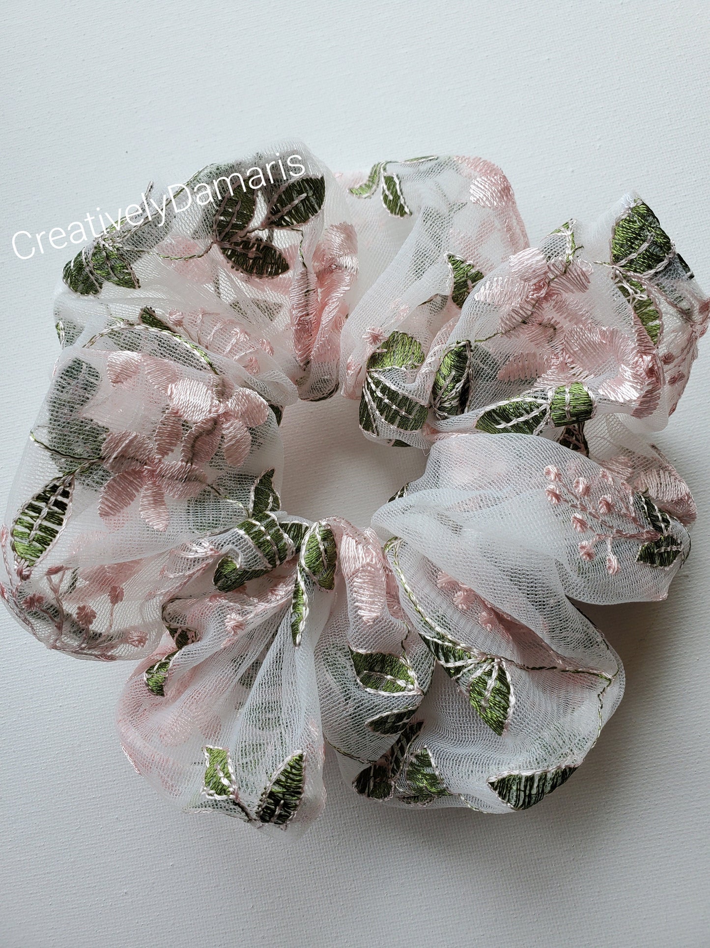 Sheer Mesh Organza Embroidered XL Scrunchie