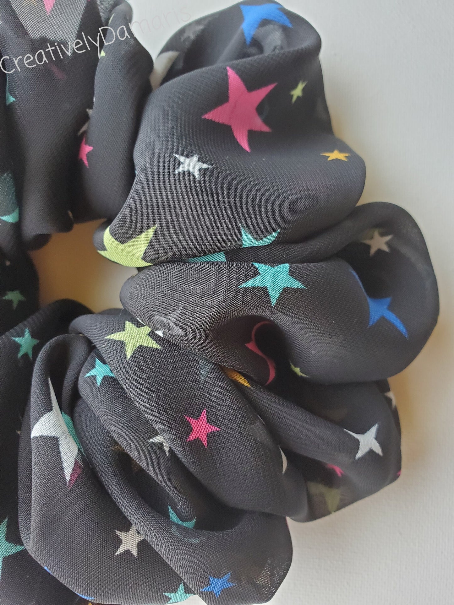 Colorful Stars Chiffon XL Scrunchies